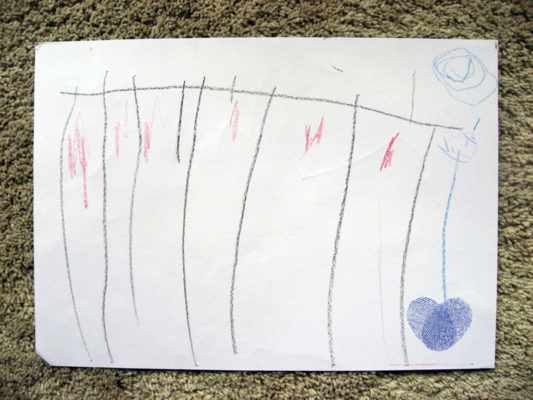 Dieťa nakreslilo geometrické tvary na papier