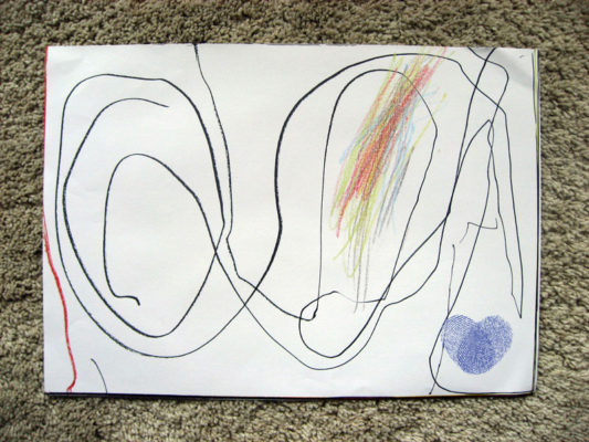 Dieťa nakreslilo dlhé spojité čiary na papier